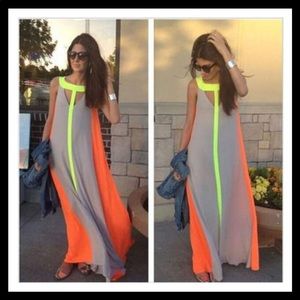 Long neon summer dress/cover up